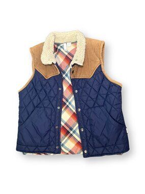 Element Brand Quilted Vest w/ Plaid, Sherpa & Corduroy – Size Medium
